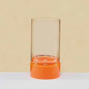 *Orange Glass Tealight Candle Holder Hurricane #79132 (NWT) #1
